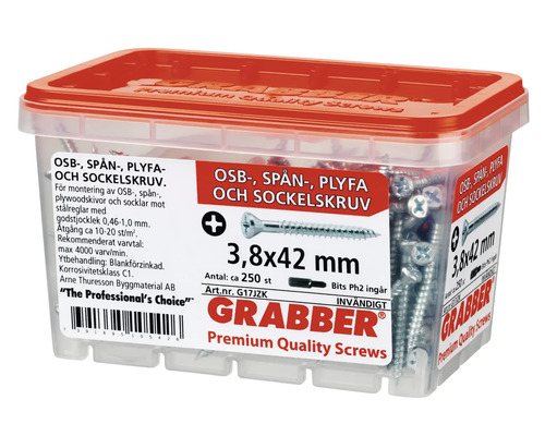 Grabber skruvar i behållare, 3,8x42 millimeter