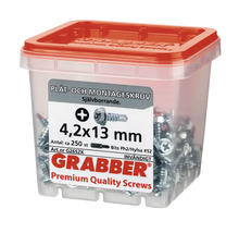 Grabber Premium kvalitetsskruvar 4,2x13 mm i transparent låda