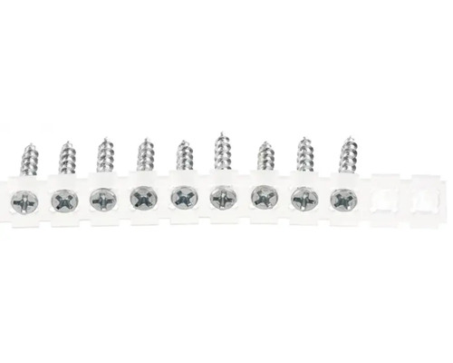 Anslutningselement med skruvar på en remsa