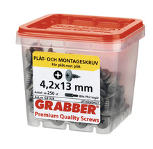 Grabber plåt- och montageskruv 4,2x13 mm i transparent låda