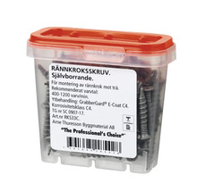 Rännkroksskruv i transparent plastlåda