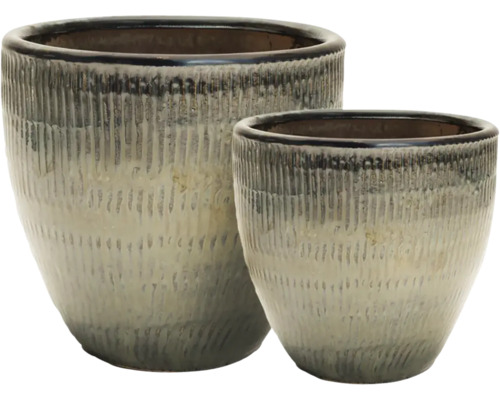 Blomkrukor Samoa lera Ø36 & Ø27cm 2st brunblå