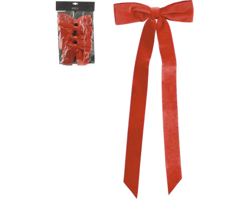 Dekorativ rosett med långa band och Mica Decorations-logotyp