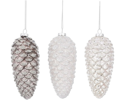 Tre dekorativa kottar som julgransdekorationer