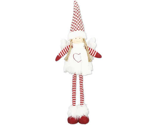 Dekorativ julängel figur med randigt mönster, spetsig hatt och vingar