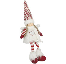 Dekorativ julälva med randig mössa, vingar och hjärta