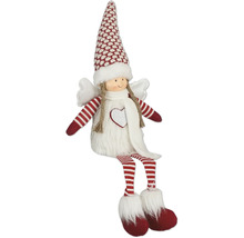 Dekorativ julängel med randigt mönster och hjärtapplikation