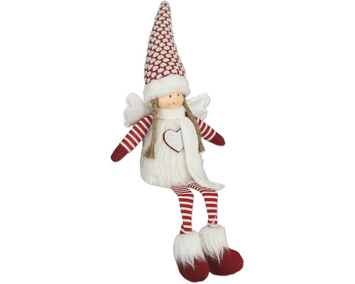 Dekorativ julängel med randigt mönster och hjärtapplikation