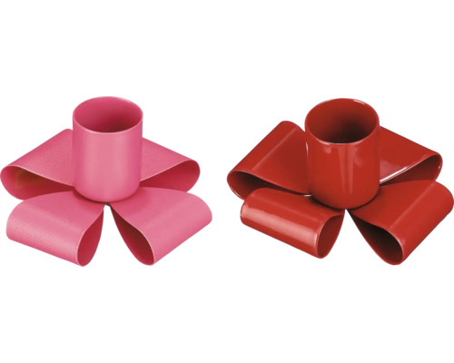 Rörskydd av plast i rosa och rött