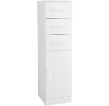 Vitt badrumsskåp med tre lådor och en dörr