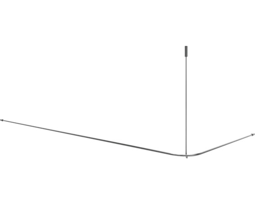 Duschdraperistång BURSCHBERG L-form med takstöd 75x170cm rostfritt stål borstad matt Ø10mm Hörnduschstång med takfäste