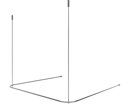 Duschdraperistång BURSCHBERG U-form med takstöd 70x100x70cm rostfritt stål borstad matt Ø10mm Hörnmonterad duschdraperistång