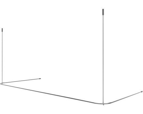 Duschdraperistång BURSCHBERG U-form med takstöd 90x170x90cm rostfritt stål borstad matt Ø10mm Hörnduschstång för montering i badrum