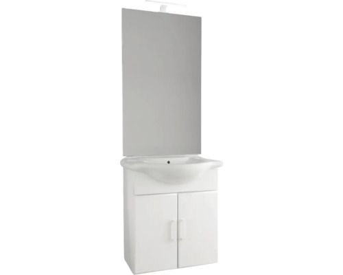 Tvättställsskåp med spegel och belysning för badrummet