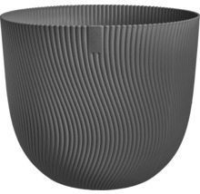 Grå blomkruka med vågformad räfflad design
