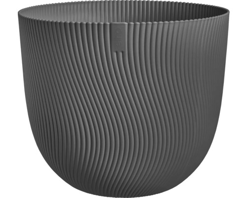 Grå blomkruka med vågformad räfflad design