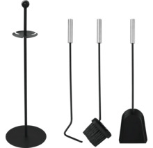 Eldställ med skyffel, borste, eldgaffel och ställ