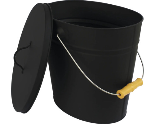 Svart metallhink med lock och handtag
