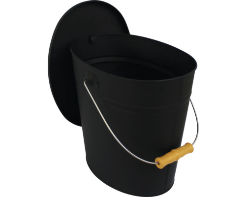 Svart kolhink med lock och handtag