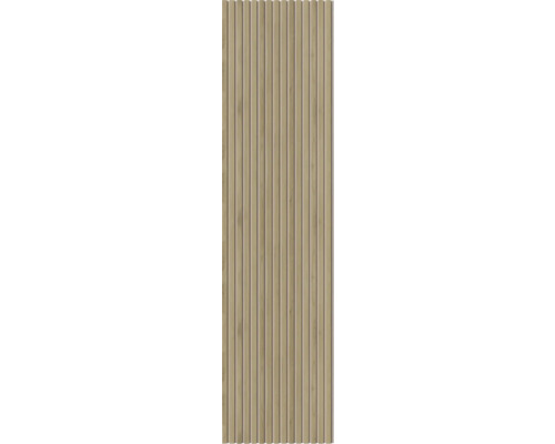 Akustikpanel FJORDWALL ek/beige filt 2600x600x17mm 4-pack Träpanel med ribbad struktur