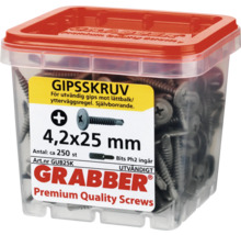 Grabber gipsskruvar 4,2x25 mm i transparent behållare