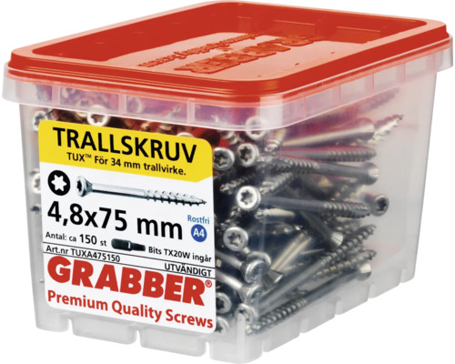 Skruvar 4,8x75 millimeter i behållare