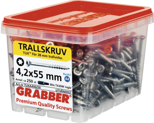 Förpackning Grabber Premium kvalitetsskruvar 4,2x55 millimeter
