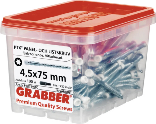 Panel- och listskruvar 4,5x75 millimeter i behållare