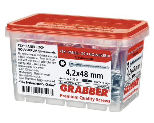 PTX panel- och golvskruv, 4,2x48 millimeter, cirka 250 stycken, i transparent förpackning