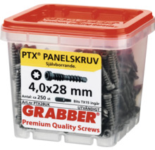 Grabber spånskivskruvar 4,0 x 28 mm i transparent behållare