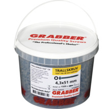Hink med Grabber Premium Quality skruvar, storlek 4,3x51 millimeter, cirka 1500 stycken