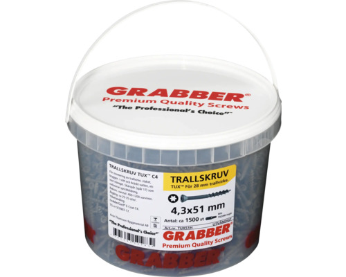 Hink med Grabber Premium Quality skruvar, storlek 4,3x51 millimeter, cirka 1500 stycken