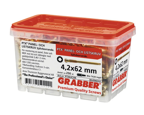 Skruvar i behållare, 4,2x62 millimeter, lämplig för paneler, lister och MDF.