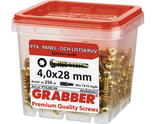 Grabber skruvar i behållare, storlek 4,0x28 mm