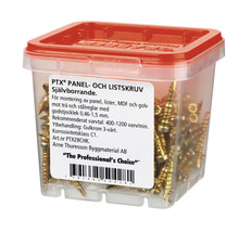PTX Panel- och listskruvar i transparent låda med rött lock