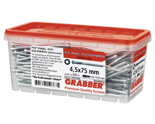 Grabber PTX panel- och golvskruvar 4,5x75 mm i behållare