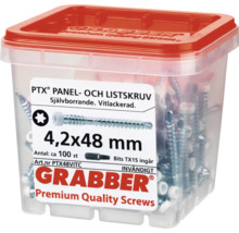 Grabber skruvar 4,2x48 mm i transparent plastlåda med rött lock