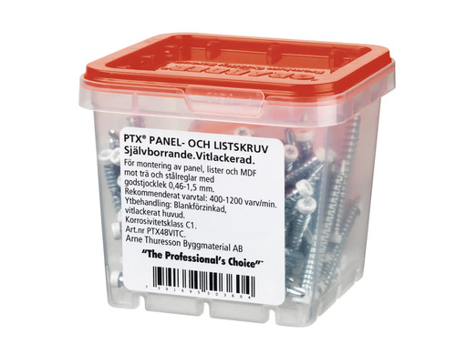 Förpackning med självborrande skruvar för panel och list