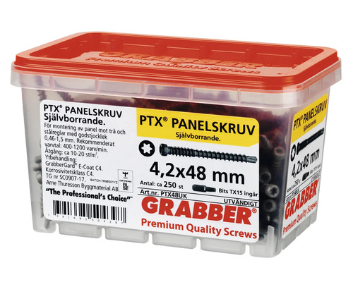 PTX panelskruv 4,2x48 mm i transparent låda med rött lock