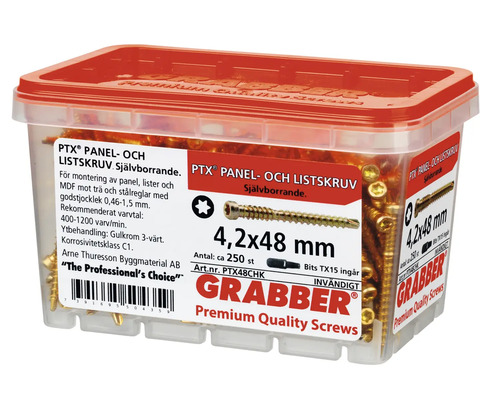 Panel- och listskruvar 4,2x48 mm i transparent plastlåda