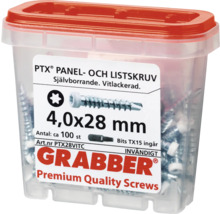 Grabber skruvar 4,0x28 mm i transparent behållare med rött lock