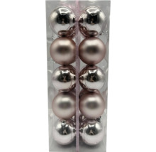 Förpackning med tolv julgranskulor i silver och roséguld