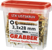 Grabber LTX skruvar 3,3 x 28 mm i genomskinlig plastlåda
