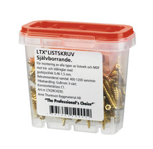 LTX skruvar i genomskinlig behållare med rött lock
