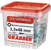 Grabber LTX skruvar 3,3x48 mm i transparent plastlåda med rött lock