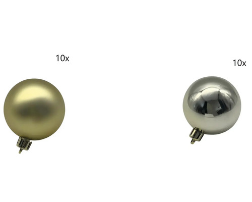 Julgranskulor LAFIORA plast 20-pack Ø8cm guld Tio julgranskulor i guld och silver
