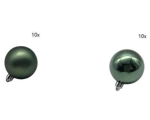 Julgranskulor LAFIORA plast 20-pack Ø8cm gröna Tio gröna julgranskulor