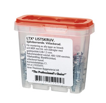 LTX träskruvar i transparent plastlåda med rött lock