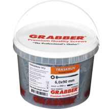 Hink med Grabber träskruvar 6,0x90 millimeter, cirka 350 stycken