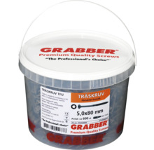 Hink med träskruvar i storleken 5,0x80 mm från Grabber